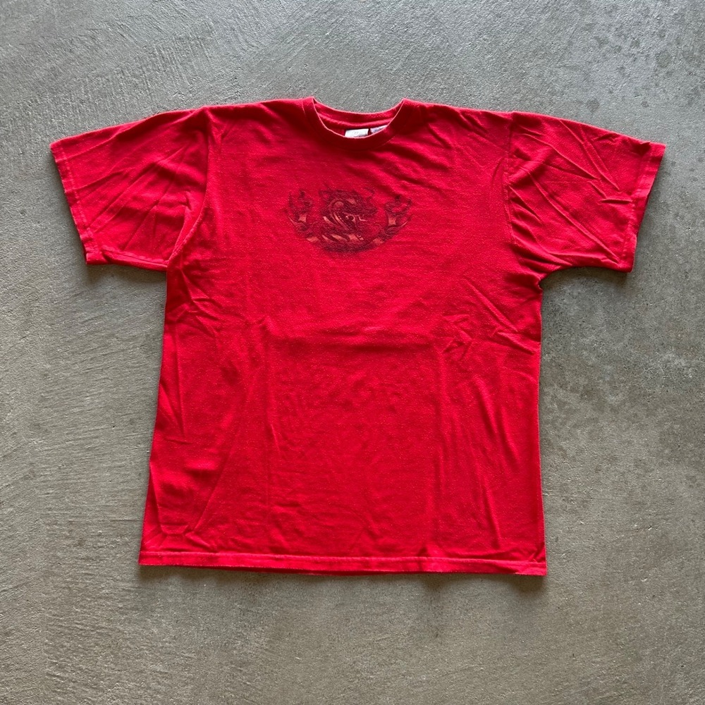Vintage Y2K Utility Dragon Shirt Size Medium Red Chinese New Year Skater Grunge